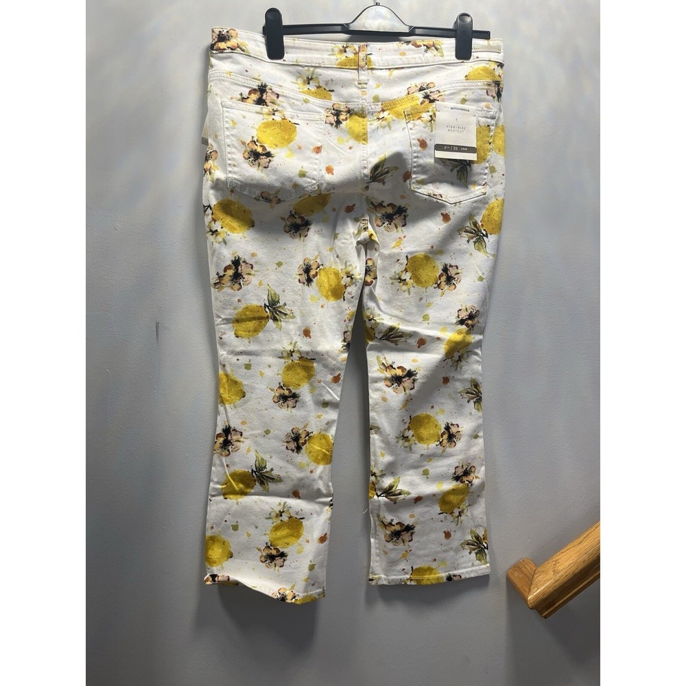 Pilcro Anthropologie Lemon Print High Rise Bootcut Jeans Womens 33 White NEW - Picture 4 of 16